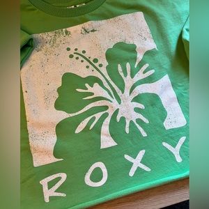 Roxy Crop Crew Neck Sweatshirt - Green - Medium